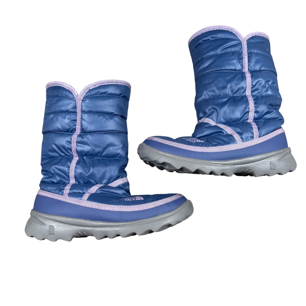 The North Face Kids Nuptse Purna Blue Lavender Puffer Winter Boots Size 2 US